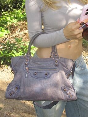 Authentic Balenciaga City Bag Vintage Purple Leather